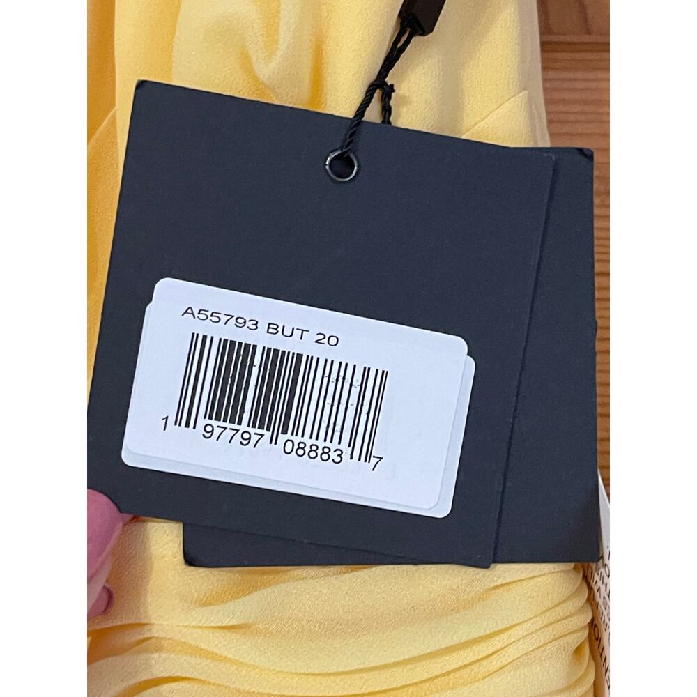 Mac Duggal Size 20 Plus A 55793 Chiffon Faux Wrap A Line Gown Buttercup Yellow - Picture 5 of 7